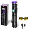DARKBEAM Torcia UV 395nm Ricaricabile, Lampada di Wood Luce uv LED Ultravioletta Mini Portatile USB - per resina epossidica, urina, quadri, ambra, rilevamento perdite AC - con Occhiali UV