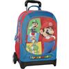Franco Cosimo Panini SUPER MARIO - Zaino Scuola Trolley Ufficiale Super Mario, Struttura Trolley Staccabile, Ruote Sostituibili, Maniglia Regolabile, 2 Vani Principali, Tasca Frontale, Spallacci Imbottiti, 34x52Hx22 cm