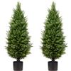 ECOLVANT Due alberi artificiali da 90 cm, resistenti ai raggi UV, piante in vaso, albero di cedro artificiale, arbusti artificiali, per interni ed esterni