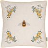 furn. Wylder Ramble Bee Copricuscino - Rustico Campagna Trapuntato Ricamato Velluto Fodera Decorativa (Naturale - 45x45cm)