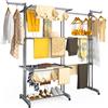 VOUNOT® Stendino Verticale Allungabile a 4 Livelli 190x64x170 cm, Stendibiancheria Grande Capacità Pieghevole con Ruote e Ali Laterali Multifunzionali, per Interno ed Esterno, Grigio