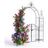 Relaxdays Arco per rose con porta, 2 ripiani, metallo, giardino, AxLxP: 263x190x39 cm, per rampicanti, nero