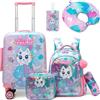 HTgroce 5pcs Valigia per Bambina con Maniglia Retrattile Zaino Bagaglio a Mano, con ruote girevoli a 360 °
