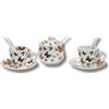 LEONARDO LUXURY HOME DESIGN Set Caffè 2 Persone Tazzine Porcellana Espresso Piattini e Zuccheriera Cucchiaino Decoro Farfalle Multicolore Idea Regalo (2TazzeFarfalle+Zuccheriera)