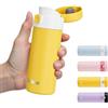Exllena Borraccia Termica Piccola 220ml - Bevi con Una Sola Mano - Mini Borraccia Termica da Borsetta, 100% A Tenuta Stagna, Portatile per Viaggio, Ufficio, Auto e Scuola(Giallo/Bianco)