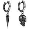 PHNIBIRD orecchini uomo cerchio neri unisex asimmetrico orecchini pendenti argento 925 teschio con zirconi cubici ipoallergenici gioielli tendenza punk regalo compleanno uomo donna