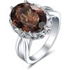 JewelryPalace 5.7ct Anelli Grandi Donna placcato oro bianco 14K Smoky Quartz Colored Glass, Ovale Anello Solitario Donna con Smoky Quartz Colored Glass, Classic Fedine Donna 11.5