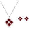 PHNIBIRD Quadrifoglio Collana e Orecchini Donna Argento 925 Pietra Natale | Ipoallergenico, Regolabile, Comodo da Indossare, Brillante, Elegante, Fortuna a Quattro Foglie Regalo Donna con Pietra Natale