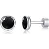 FACOKO Orecchini a bottone piatto per donna, orecchini a bottone in titanio G23 ipoallergenico con onice per piercing multipli, senza nichel (Onice nero - 5MM)