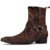 OSSTONE Stivaletto da Uomo Chukka crine di Cavallo Stivaletti Casual Tacco Chelsea Stivali OS-JY021-B-IT US10.5 Marrone Naturale