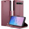 FERLAN Cover per Samsung Galaxy S10 Plus+ 2 Pezzi Vetro Temperato,Antifurto,supporta ricarica wireless,in pelle multifunzione,chiusura magnetica con chiusura anti-urto,borgogna