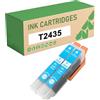 KEUWHLL Cartucce Di Inchiostro Ciano Chiaro 24XL T2435 Compatibili Per Epson E-2435 Per Stampanti Expression Photo XP-55, XP-750, XP-760, XP-850, XP-860, XP-950, XP-960, XP-970 2-Pack
