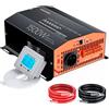 JARXIOKE Inverter da 12 V a 230 V, sinusoidale puro, 1500 W/3000 W, con ATS automatico, commutazione di rete, LCD e telecomando, per camper, camion, campeggio, corrente di emergenza fuori rete