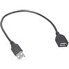 DOSERTY Cavo di prolunga USB 2.0 da maschio a femmina, 30 cm, trasferimento dati ad alta velocità e ricarica per PC, laptop, stampanti, fotocamere, USB A maschio a femmina, cavo dati