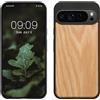 kwmobile Custodia Compatibile con Google Pixel 9 PRO XL Cover - Protezione in Legno per Smartphone - Back Case con Bumper in Silicone TPU - Marrone Chiaro/Marrone Legno di Quercia