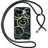Xylota Cover Cordino per Google Pixel 9a 5G, Aesthetic Disegni Smile Face Custodia con Corda Collana Tracolla Laccio, Sottile Silicone Morbido TPU Bumper Antiurto Protettiva Case per Pixel 9a, Nero