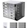 Ragyzity Gabbia per disco rigido in acciaio inossidabile, rack da 5,25 pollici a 5 x 3,5 per computer, vassoio per driver rigido con spazio ventola, piastra in acciaio zincato, rack per HDD Cage Rack