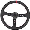 GBSONGJIN Volante Sportivo Auto,Volante a Calice Volante da corsa universale in alluminio for auto in PVC PU da 14 pollici e 350 mm, volante sportivo Deep Corn Drifting(Leather-Black-Red)