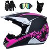 FASXZVM Integrale Casco da Motocross Impostato, con Occhiali Guanti Maschera, Gioventù Capretto Fuori Strada Moto Karting Scooter Casco, Discesa MTB ATV BMX Enduro Quad Bicicletta Sporca Schianto Casco ( Colo
