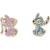 Disney Stitch & Angel - Orecchini a perno Mismatch con Cristallo Viola e Smalto Rosa - Celeste