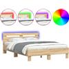 vidaXL Struttura letto con testiera Illuminazione a LED Rovere Sonoma 120x200cm