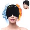 Ubrvhrt Maschera per emicrania, maschera per mal di testa, copertura a 360°, Cappello Migraine Relief Cap, impacco freddo e caldo per mal di testa, occhi gonfi, seni, gel double face, Blu Marino