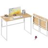 VASAGLE Scrivania per Computer Pieghevole, Piano in Unico Pezzo, Angoli Arrotondati, Tavolo da Ufficio, Camera da Letto Balcone Campeggio, Facile da Montare, 100 x 50 cm, Rovere Naturale LWD152YD01