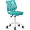 FurnitureR Sedia da ufficio per la casa e l'ufficio, ergonomico, regolabile, Rolling Computer Executive Sedia per casa, ufficio, studio, turchese F