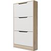 DUÉRMETE ONLINE Dreaming Online - Scarpiera a 3 ante, Scarpiera stretta, modello Ayen, Finitura Cambria e Bianco, Misure: 107 cm (H) x 60 cm (L) x 17,3 cm (P) Pratica e funzionale