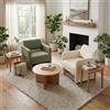MEUBLE COSY Set di 2 Poltrona Imbottita, Sedia da Salotto con Braccioli, Divano a 1 Posti in Velluto a Coste, Poltroncina Relax Gambe in Legno, Beige + Verde