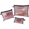 Generico Makeup Bag, 3 Piece Heart Print Mesh Zipper Pouch Set, 24x19cm Portable Cosmetic Organizer Case For Home Office Women Girls School Gym Work College Travel Storage And Daily Essentials Use