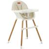MoMi Seggiolone Pappa Evolutivo 3 in 1 - Sedia Evolutiva per Bambini da 6 a 36 Mesi - Cinture di sicurezza, Rivestimento in ecopelle, Poggiapiedi, Portabicchiere, Gioco con Ventosa - Beige
