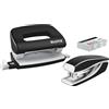 Leitz Set con Mini Cucitrice e Perforatore, Capacità fino a 10 Fogli, Include Punti P2 Numero 10, Gamma WOW, 55612095, Nero