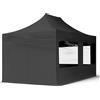 TOOLPORT Gazebo Pieghevole Giardino 3x4,5m - 4 laterali (finestre panoramiche) Telo 700N Poliestere idrorepellente Padiglione Mercati Sagre nero