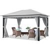 TOOLPORT Gazebo da Giardino 3x4 m ALU PREMIUM con copertura del tetto impermeabile ca. 220 g/m² - 4 pareti laterali grigio chiaro - profilo da ca. 9x9 cm