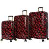 Betsey Johnson - Set di 3 valigie rigide con ruote girevoli (50,8 cm, 66 cm, 76 cm) (taglia unica, puntone fenicottero), Rose coperte, Taglia unica