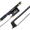 SURVEAL Advanced 4/4 Arco Violino Dorato in Fibra di Carbonio Intrecciato Fiocco Rotondo Bastone Ebano Rana Nero Crine Violino Fiocco (4/4)