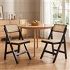 chairus Set di 2 Sedie da Pranzo Sedia da Cucina Sedie Rattan Sedia Pieghevole in Legno per Sala da Pranzo/Soggiorno, Nero