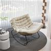 TWSOUL Sedia a dondolo da giardino per esterni, soggiorno, relax, poltrona in rattan, sedia a dondolo con imbottitura, portata fino a 150 kg, per giardino, camera da letto, soggiorno, balcone (beige)