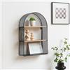 [en.casa] Scaffale da Parete Design Arcuato Traforato Mensola Libreria Pensile Mobile Espositore da Muro per Soggiorno Cucina Camera 53 x 35 x 14 cm Nero