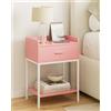 HEYZOEY Comodino rosa, 3 animali, moderno comodino con cassetto e scaffale, piccolo tavolino per camera da letto, soggiorno, rosa (senza presa)