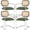 chairus Set di 4 Sedie da Pranzo Sedie da Cucina in Tessuto di Lino Sedie da Salotto con Struttura in Metallo Sedia Imbottite per Sala da Pranzo/Ristorante, Verde
