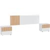 Arreditaly Set Camera Da Letto Con Testiera Matrimoniale Da 176 Cm E 2 Comodini Con Cassetti Testata Letto Arredo Moderno Per Letti 135 150 160 Cm Rovere E Bianco
