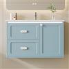 VIEKOS 76 x 46 x 51 cm, mobile sospeso da bagno, completamente laccato, due cassetti, guide scorrevoli silenziose, lavabo integrato, blu