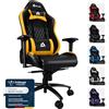 KLIM eSports - Sedia gaming Gialla di Alta Qualità + Supporto Lombare e Cervicale + Reclinabile + Poltrona Gaming Ergonomica e Regolabile + Pelle Sintetica e Materiali Premium [NUOVA VERSIONE]