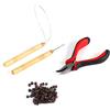 HERCHR Micro anelli di estensione dei capelli di perline 100PCS + ago a gancio + anello di trazione + kit di strumenti pinza