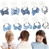 KAQILE 20 elastici per capelli colorati, elastici per capelli, con fiocco non metallico, accessori per capelli per bambine (blu denim)