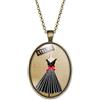 So Sweet Collana in vetro cabochon, collana illustrata, isieme « il laboratorio di cucito », macchina da cucire, vestito, sarta, moda, beige, nero, rosso (ref.26).
