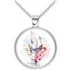 So Sweet Collana cabochon, collana illustrata piume pastello, Regalo di Natale per idea regalo moglie - San Valentino- regalo di compleanno - argento antico (ref.67a).