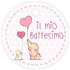 Generico Tag Battesimo Bomboniera Elefantino Rosa 3 cm - Cartoncini Tondi 200 g - Decorazioni Battesimo Bambina - Set 30 Pezzi (ELE-03-C-G)